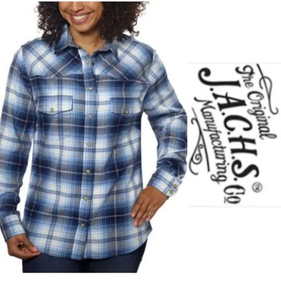 Jachs Girlfriend Blue Plaid Button Down Shirt - Image 2
