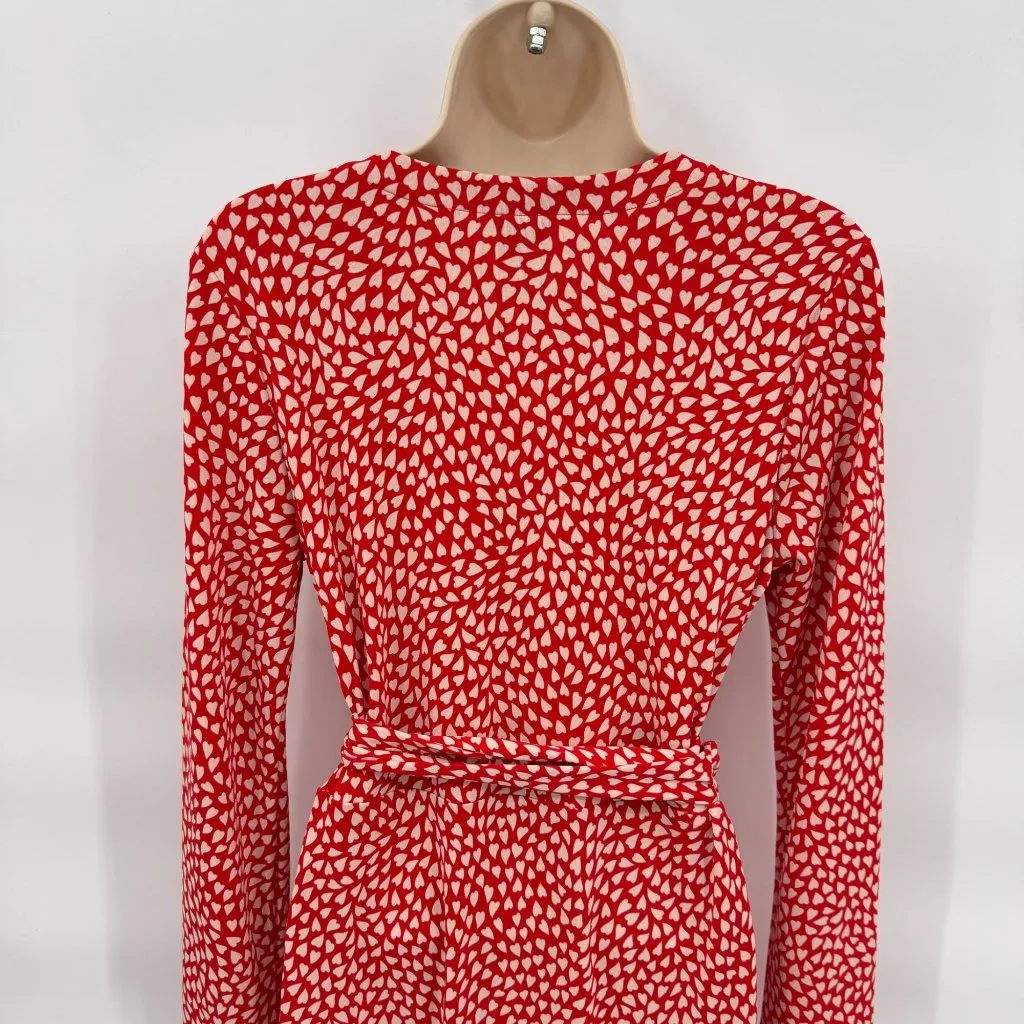 Ann Taylor Wrap Dress Womens 6 Red White Polyester Valentine's‎ Heart Print NEW - Image 5