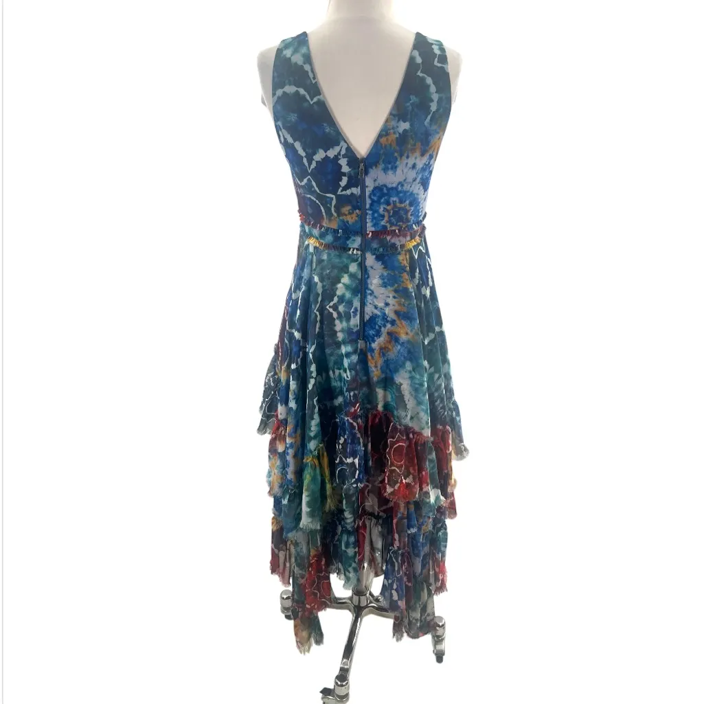 Alice + Olivia Ilia Tie-Dye Floral V-Neck Handkerchief Maxi Dress - Image 2