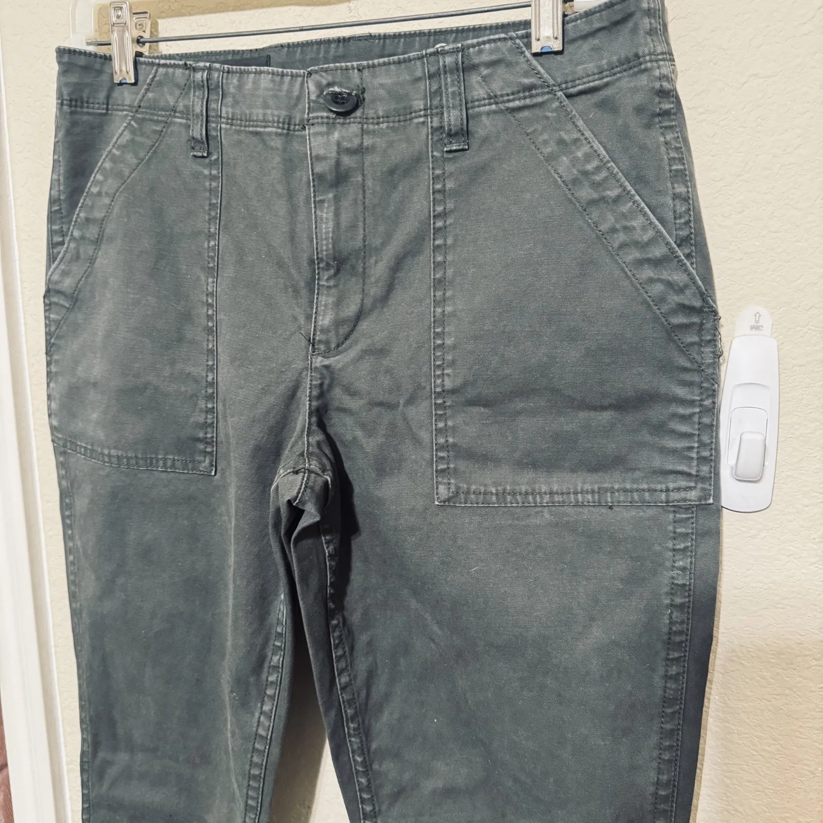 J CREW Utility Pants Women's 8 Charcoal Gray stretch military back flap pockets - Image 3