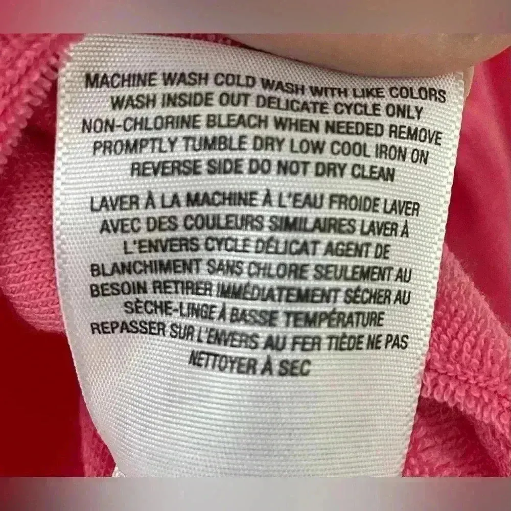 Juicy Couture Hot Pink Terry Cloth / Cotton Blend Cropped Hoodie Sweatershirt; M - Image 4