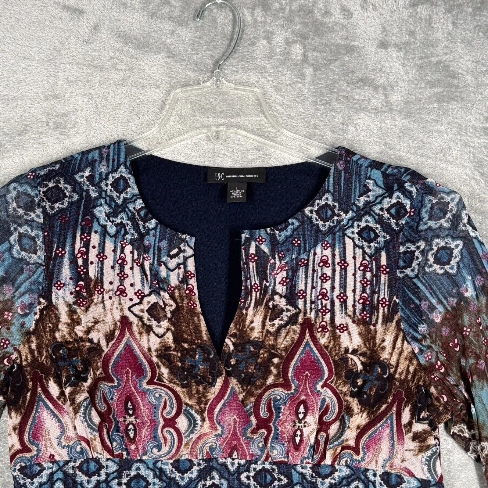 INC International Concepts Shirt Womens‎ Large Blue Pink Geometric 2000s Y2K - Image 4