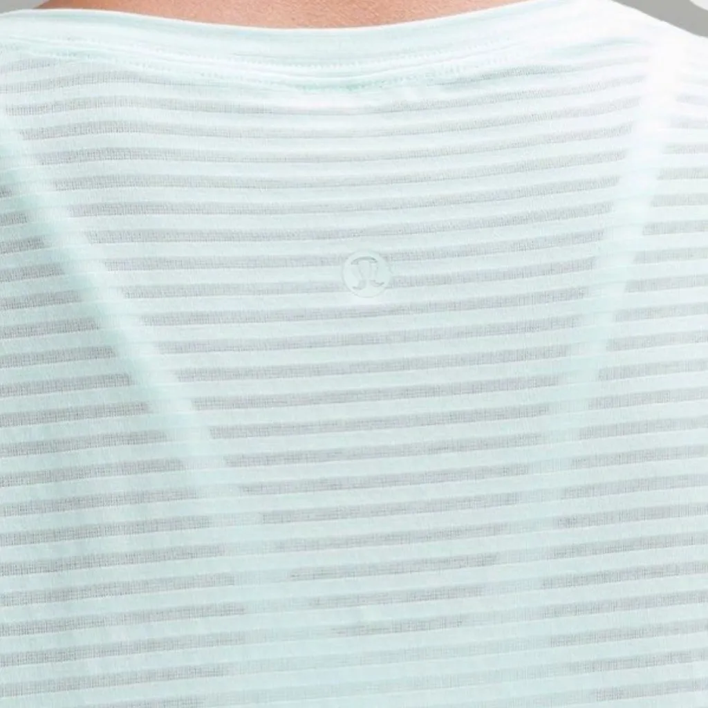 Lululemon Cortes Cropped T-Shirt – Shadow Stripe in color Ideal Mint - Image 3