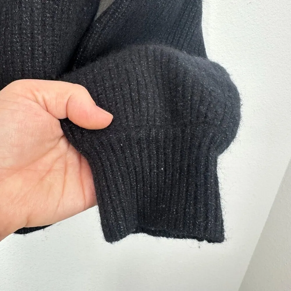 The Group by Babaton‎ Merino Wool Black Cropped V Neck Cardigan Luxe Lounge Cozy - Image 3