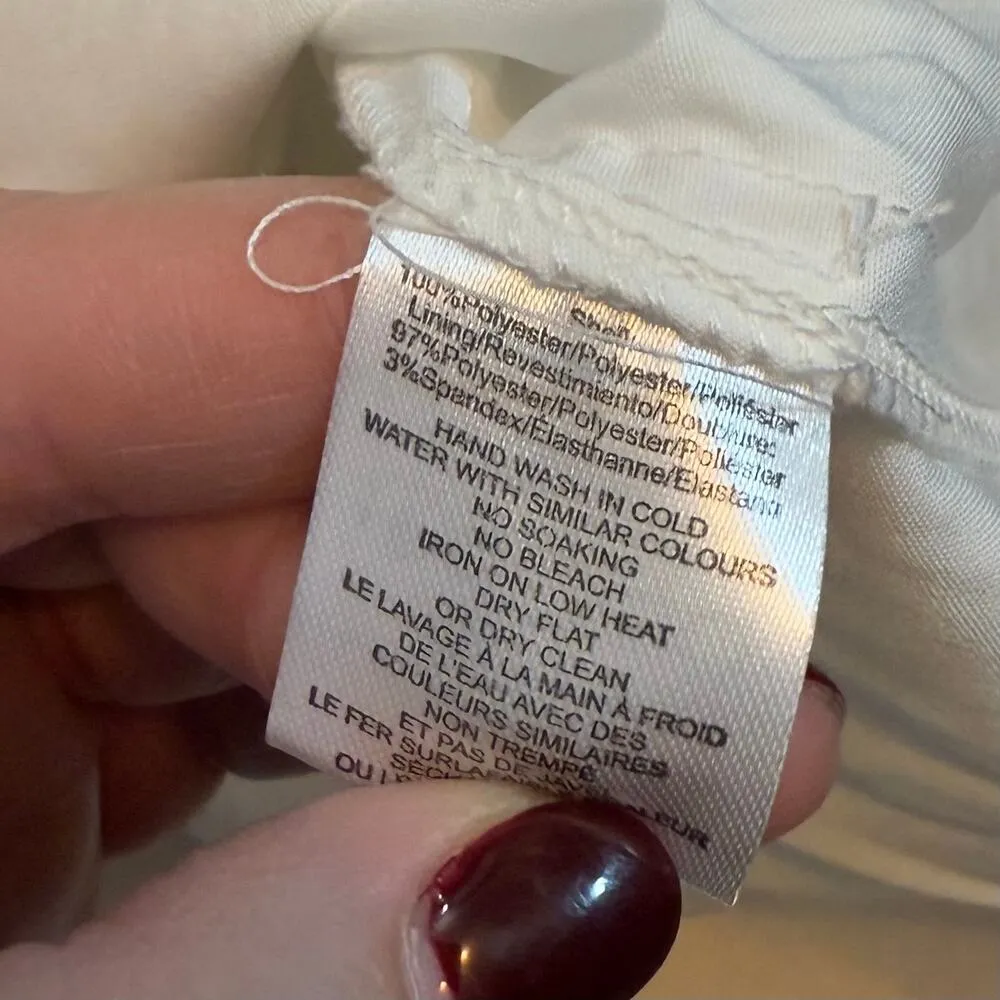 Ciebon Women Medium White Lace Patchwork Floral Criss Cross High Neck Mini Dress - Image 8