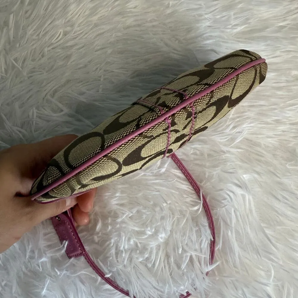 y2k COACH Pink Brown Signature Wristlet - Image 3