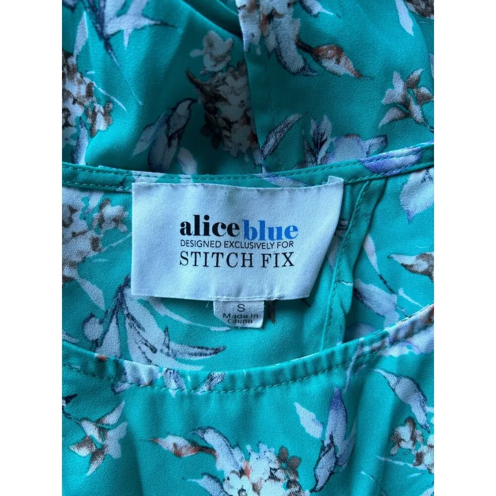 Alice Blue for Stitch Fix Green Floral Blouse - Image 5