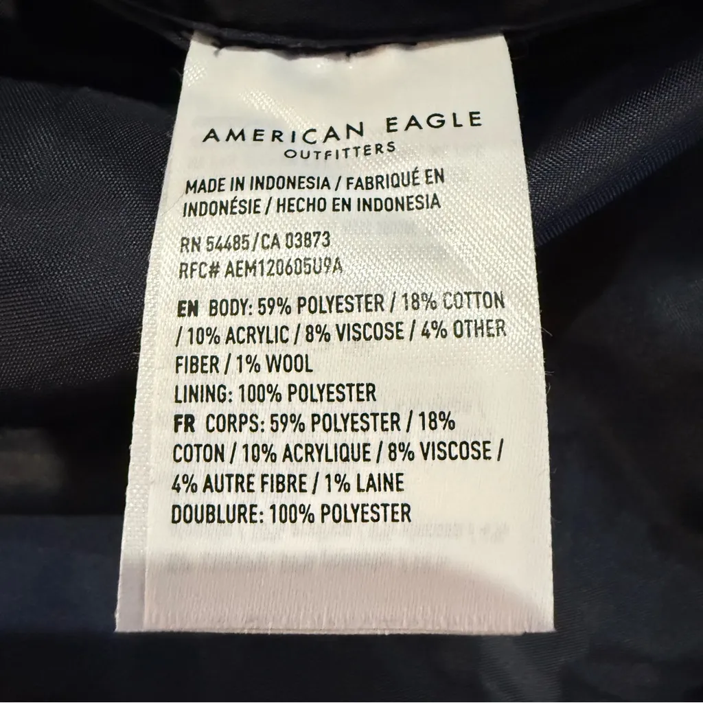 American Eagle Plaid Oversized Lined Shacket Women’s Medium Brown/Navy Jacket - Image 7