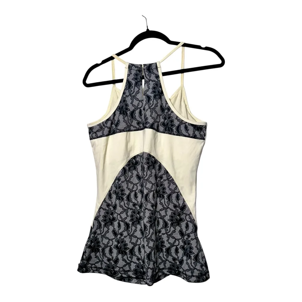 EUC CYNTHIA ROWLEY Cream & Black Lace Overlay Women’s Tank - large - Image 2