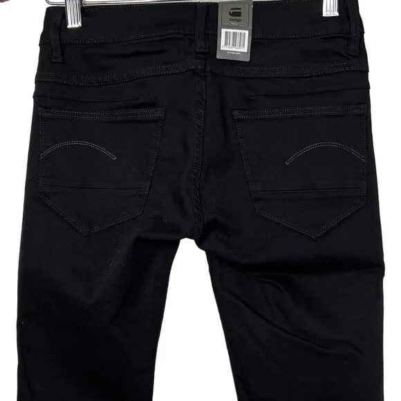 G-Star Raw D-Staq Mid Rise Skinny Super Stretch Jeans Black‎ Size 24 NWT - Image 12