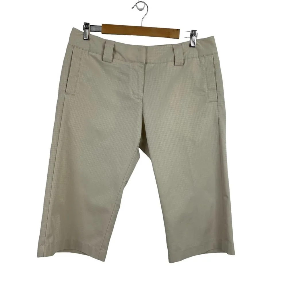 Adidas Women’s Beige Golf Shorts Mid-Rise Climalite Bermuda Three Stripe Size 10 - Image 15