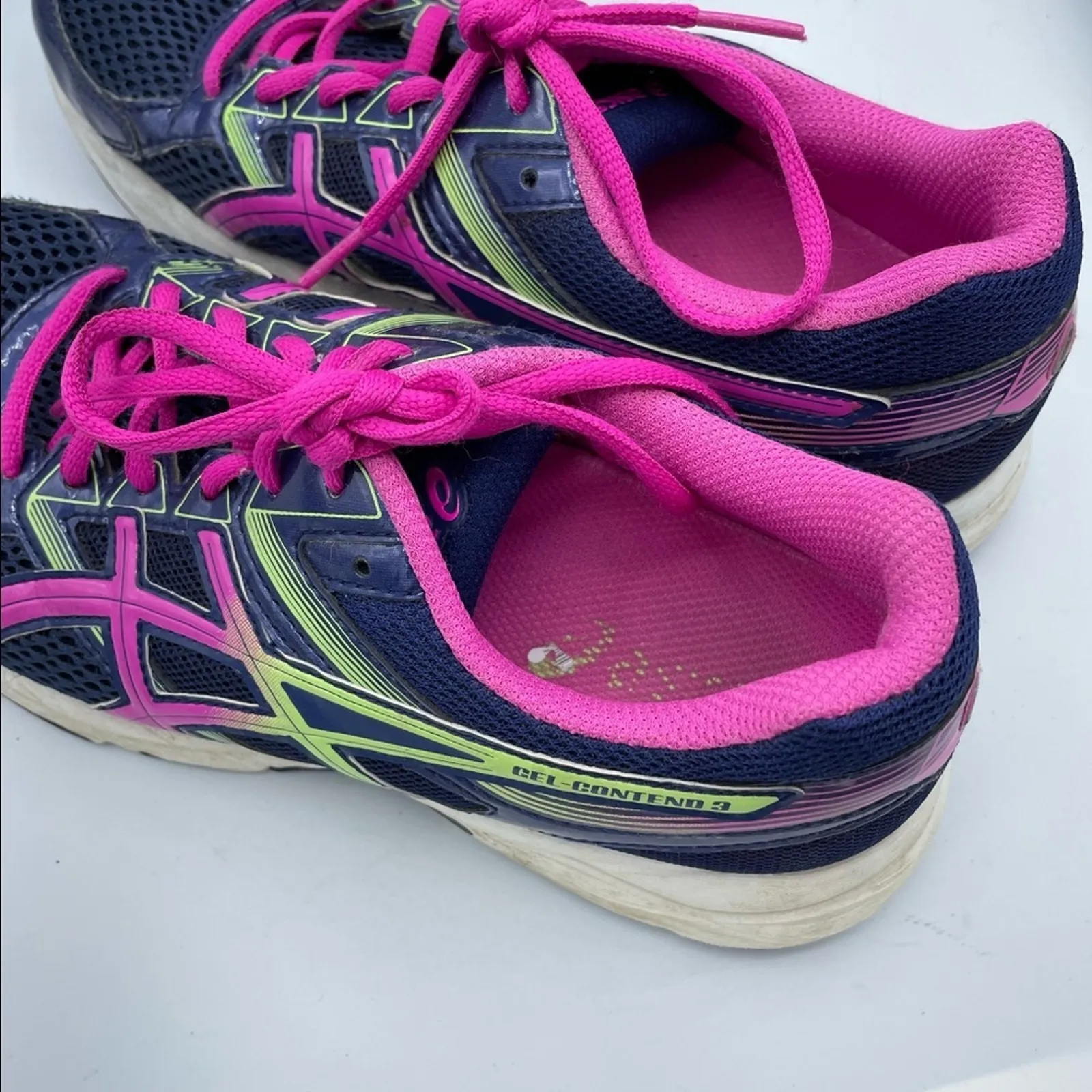 ASICS Gel Contend 3 Blue & Pink Running Shoes Sneakers Womens 8 Bright Colorful - Image 7