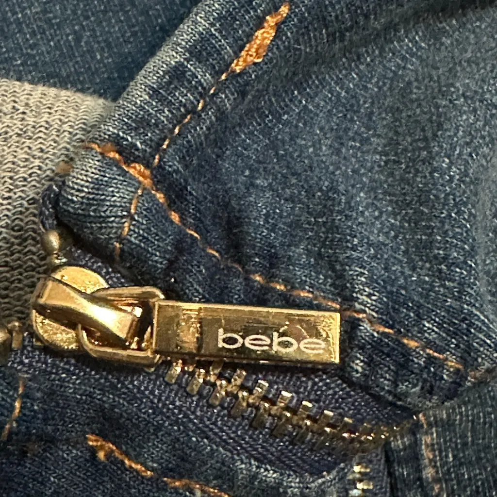 Bebe Y2K Denim Bustier Bodycon Mini Dress Long Sleeve Blue
Size Medium - Image 7