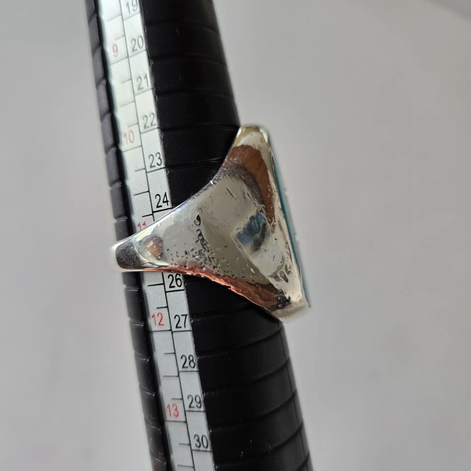 Turquoise and Silver Ring Blue - Image 5