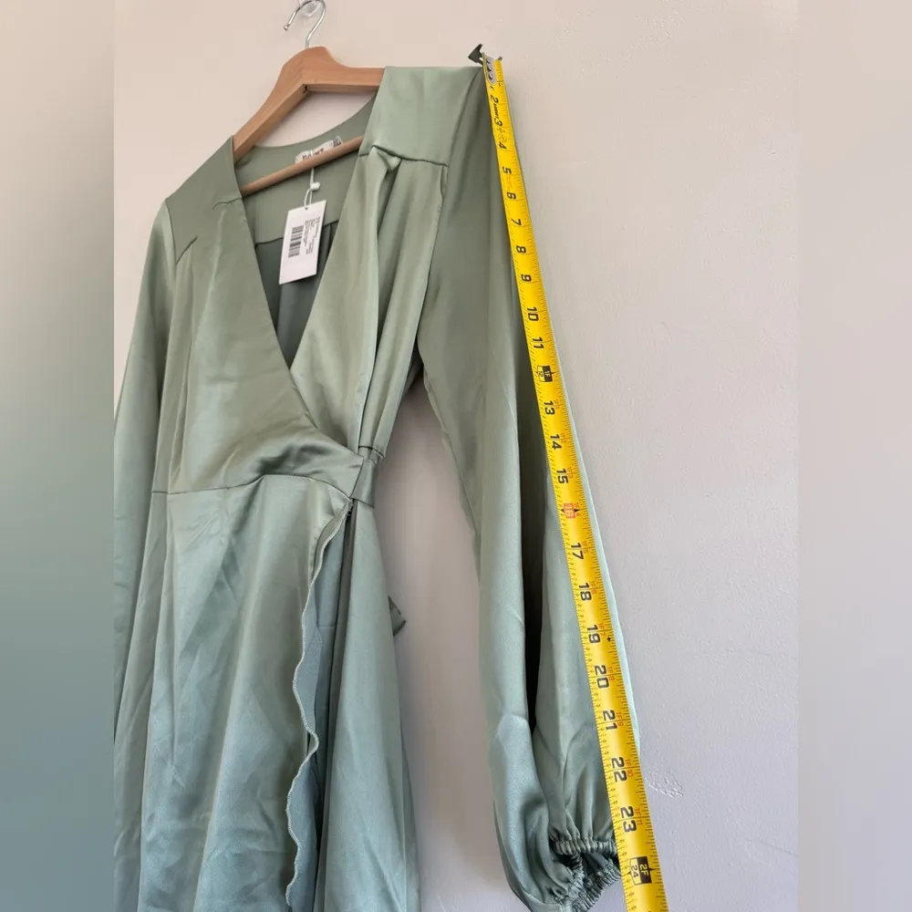 Flounce London long sleeve wrap maxi dress light Sage Green Dress size 8 NwT - Image 7