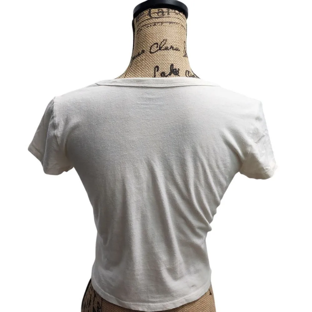 Hollister Thrilling Fear Graphic Crop T-Shirt White Cotton  M‎ - Image 2