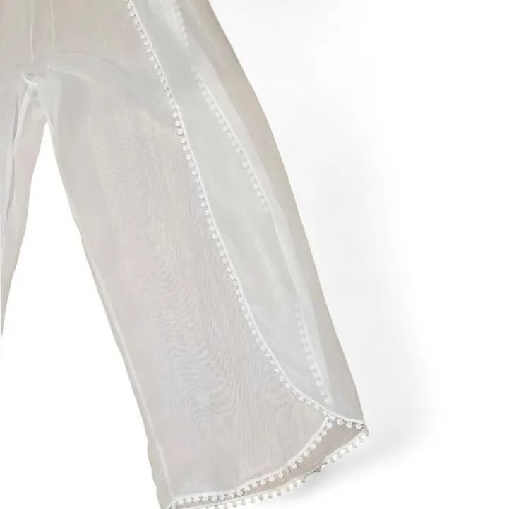 New with tags white sheer flowy wide leg pants with open legs Size M - Image 2