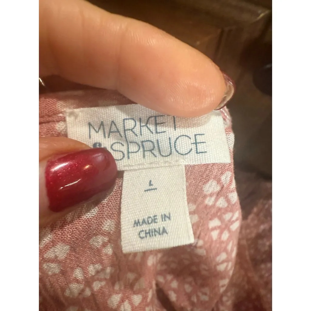 Women's Market & Spruce Pink White Floral Mini Dress L - Image 6