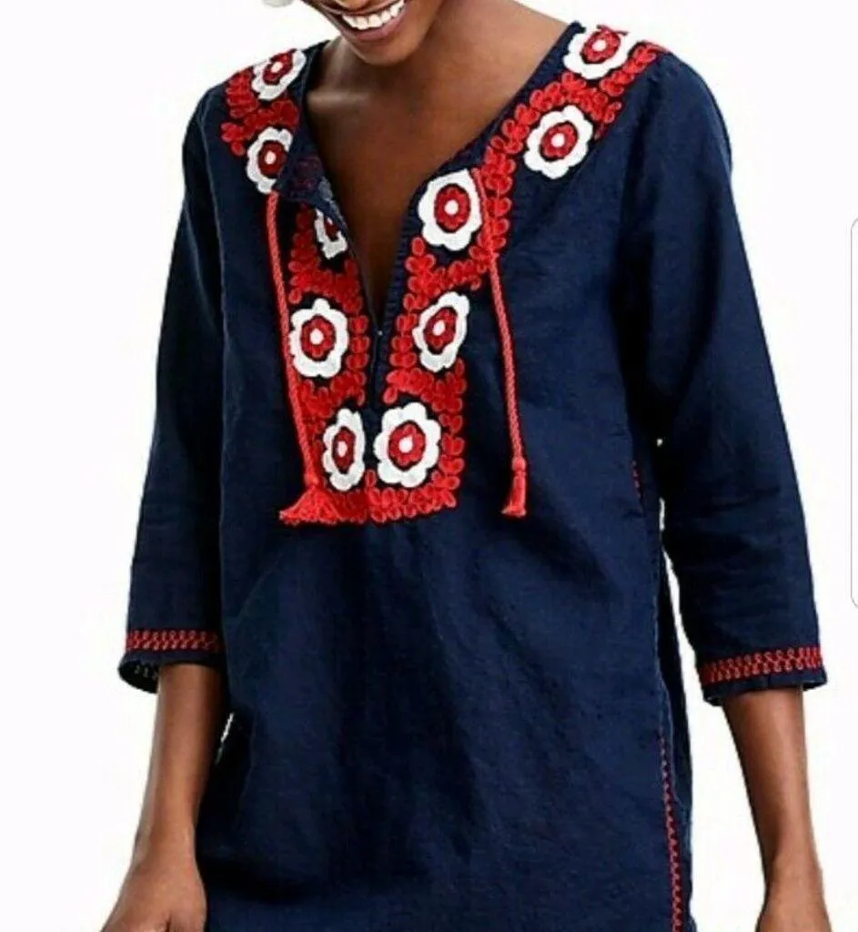NWT J. Crew embroidered beach tunic Dress Embroidered Bohemian - Image 5