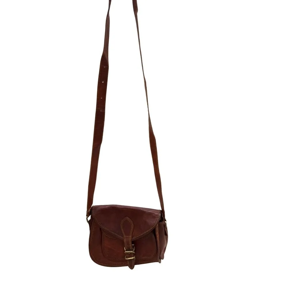 Firu womens Vintage Leather Handmade crossbody Purse 9x10 SKU 7164 Brown - Image 15