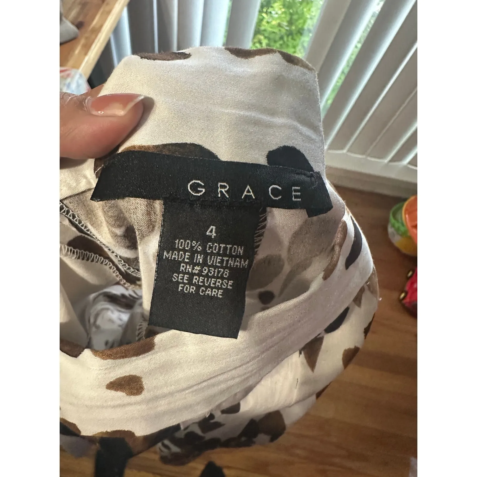 Grace White Brown Flare Skirt Size 4 - Image 3