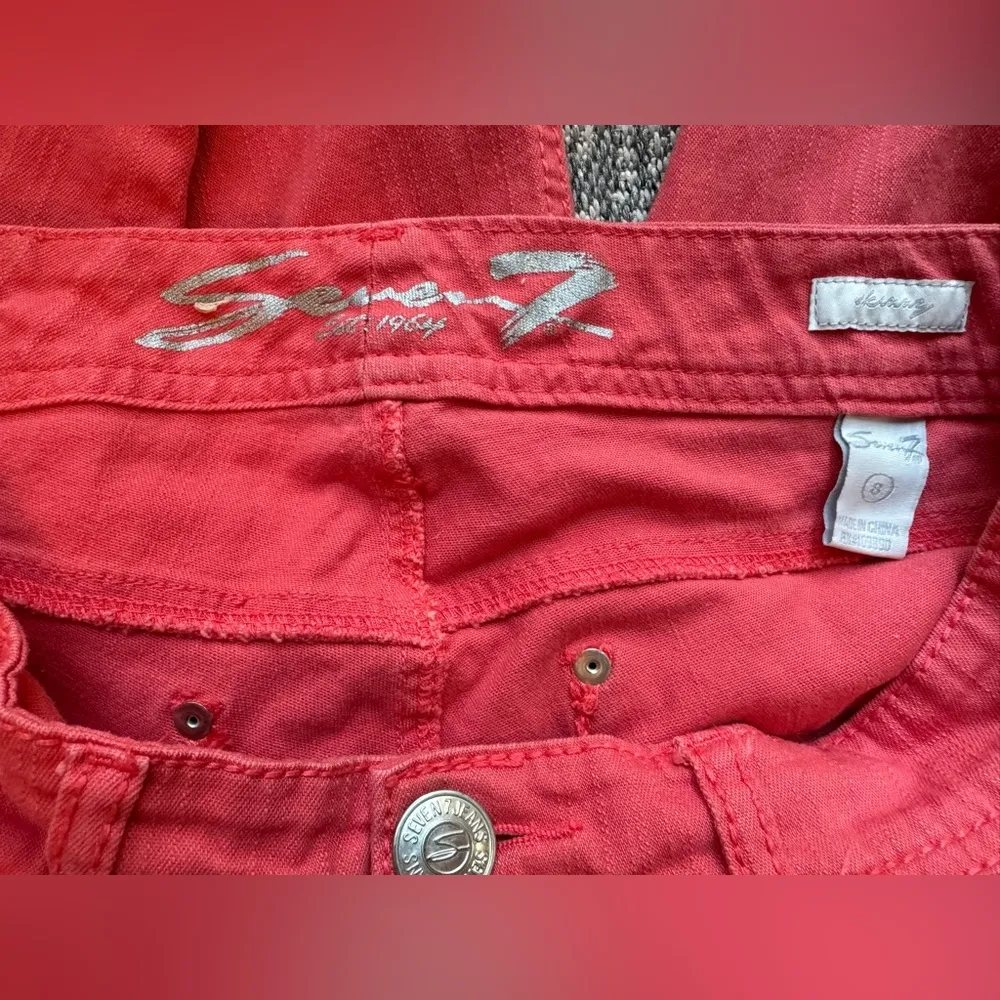 7 For All Mankind Skinny Jeans - Size 8 - Orange Coral, Stretchy, Comfortable - Image 6