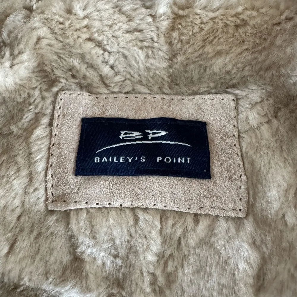 Bailey’s Point Tan Khaki Genuine Suede Faux Fur Collar Jacket Coat Size Large - Image 5