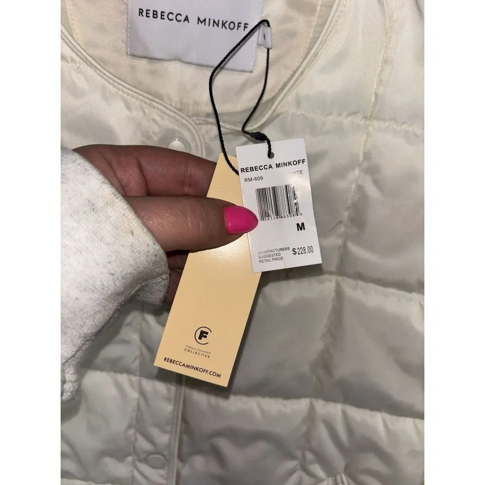 Rebecca Minkoff quilted puffer jacket white medium‎ NWT msrp $228 - Image 7
