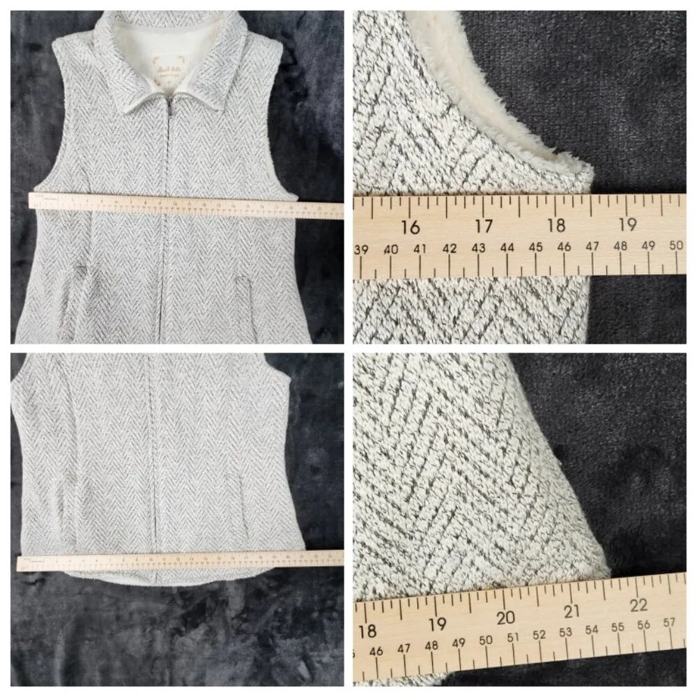 Altar'd State Gray Chevron Sherpa Vest Full Zip Size M Gray Fleece Lining - Image 7