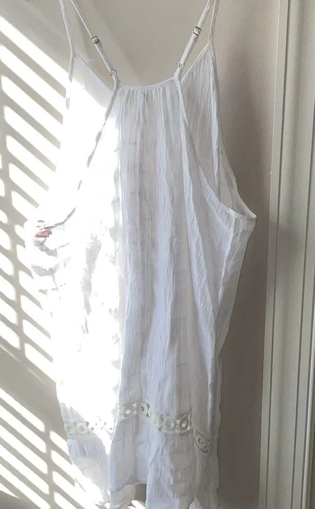 White swim coverup with crochet detailing Wave Zone NWT Size L - Image 4