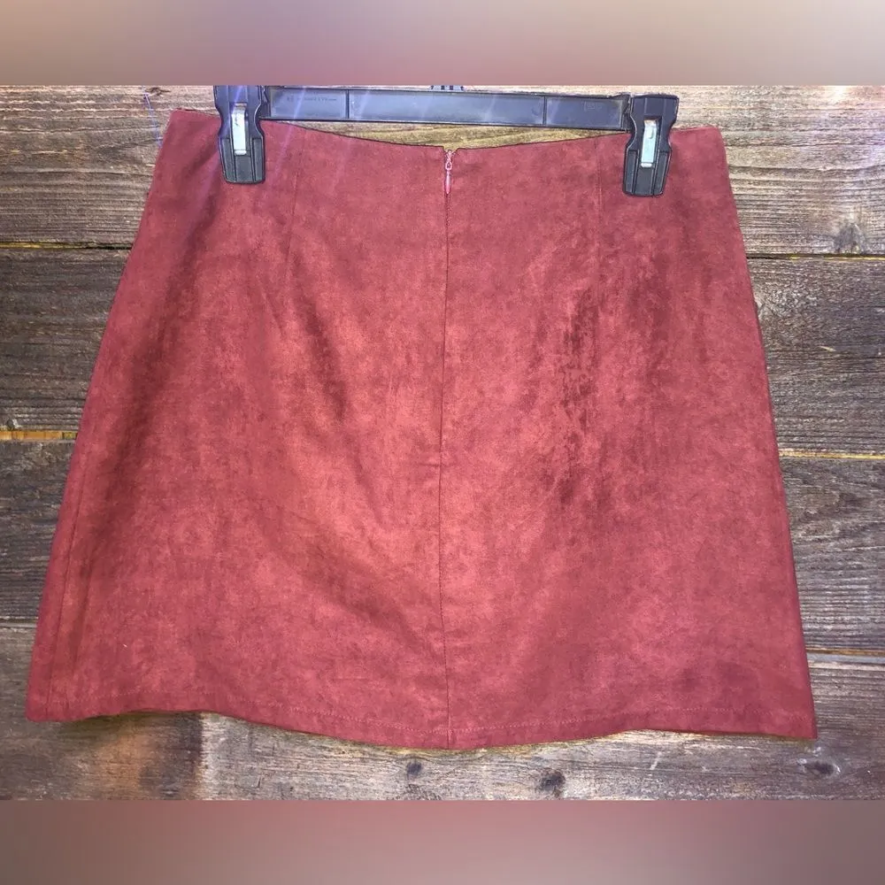 Sweet Wanderer Copper Faux Suede Front Tie skirt - Image 3