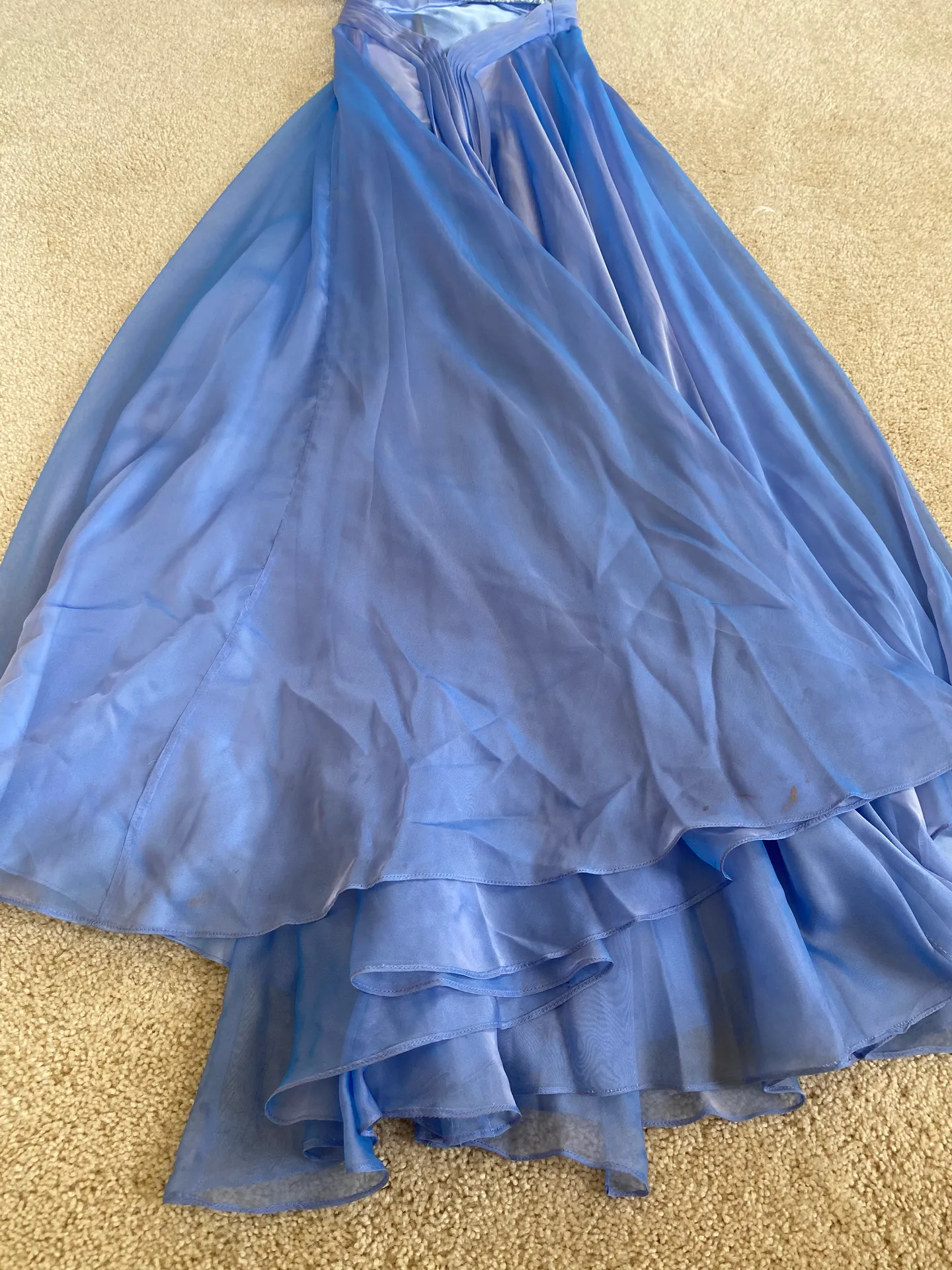 Periwinkle Strapless Prom Dress - Image 8