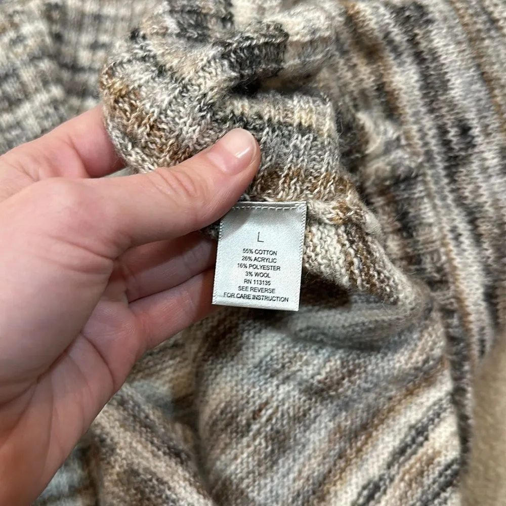 Leo & Nicole Multicolor Stripe Poncho V-Neck Cotton Wool Blend Women Size Large - Image 6