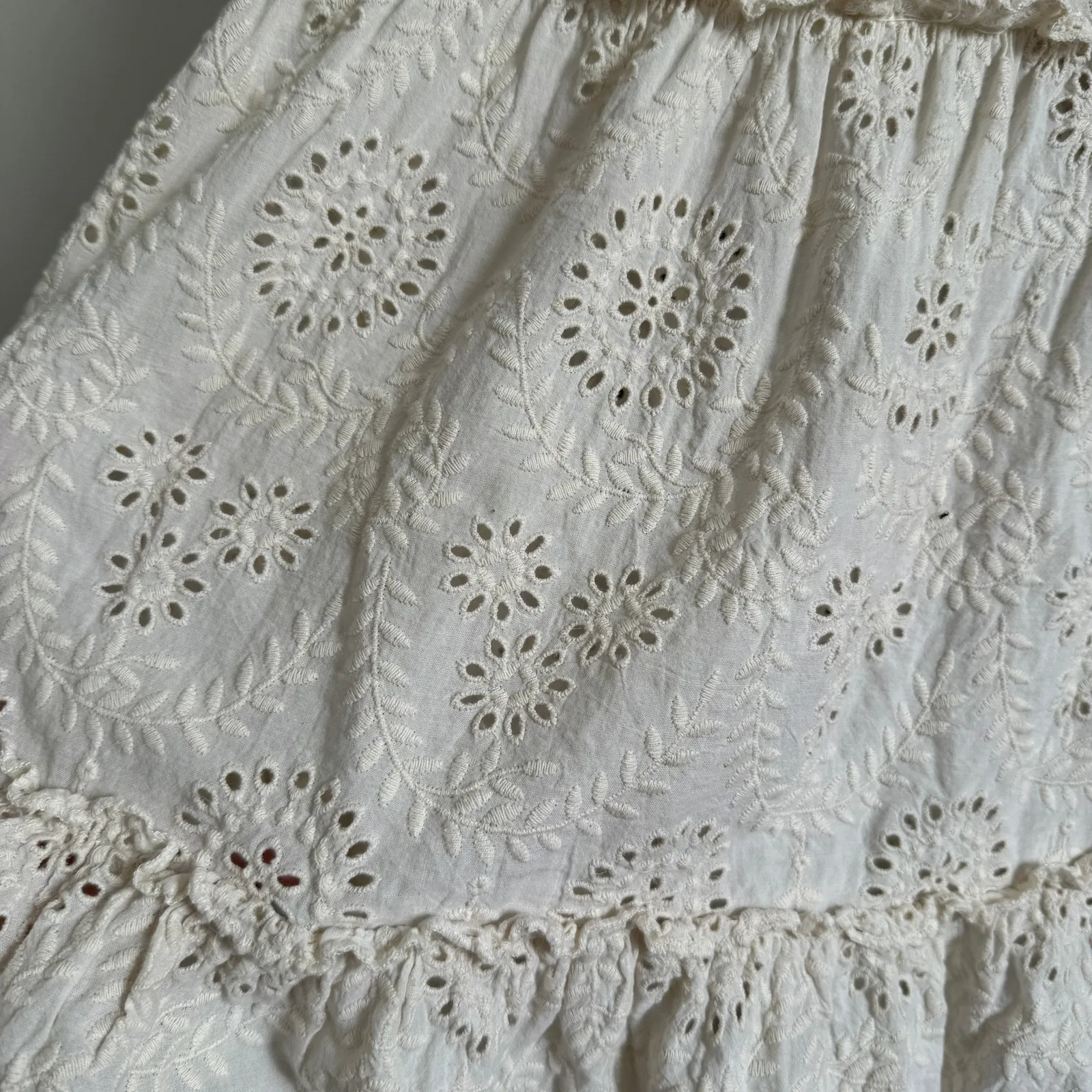 JEN'S PIRATE BOOTY | Rooftop White Eyelet Tiered Smocked Maxi Skirt Large - Image 4