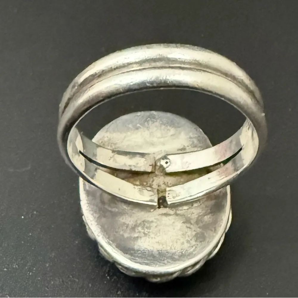 Vintage Unsigned Rose Quartz? Agate? Crystal Stone Silver Women’s Ring Size 7.5 Pink - Image 8