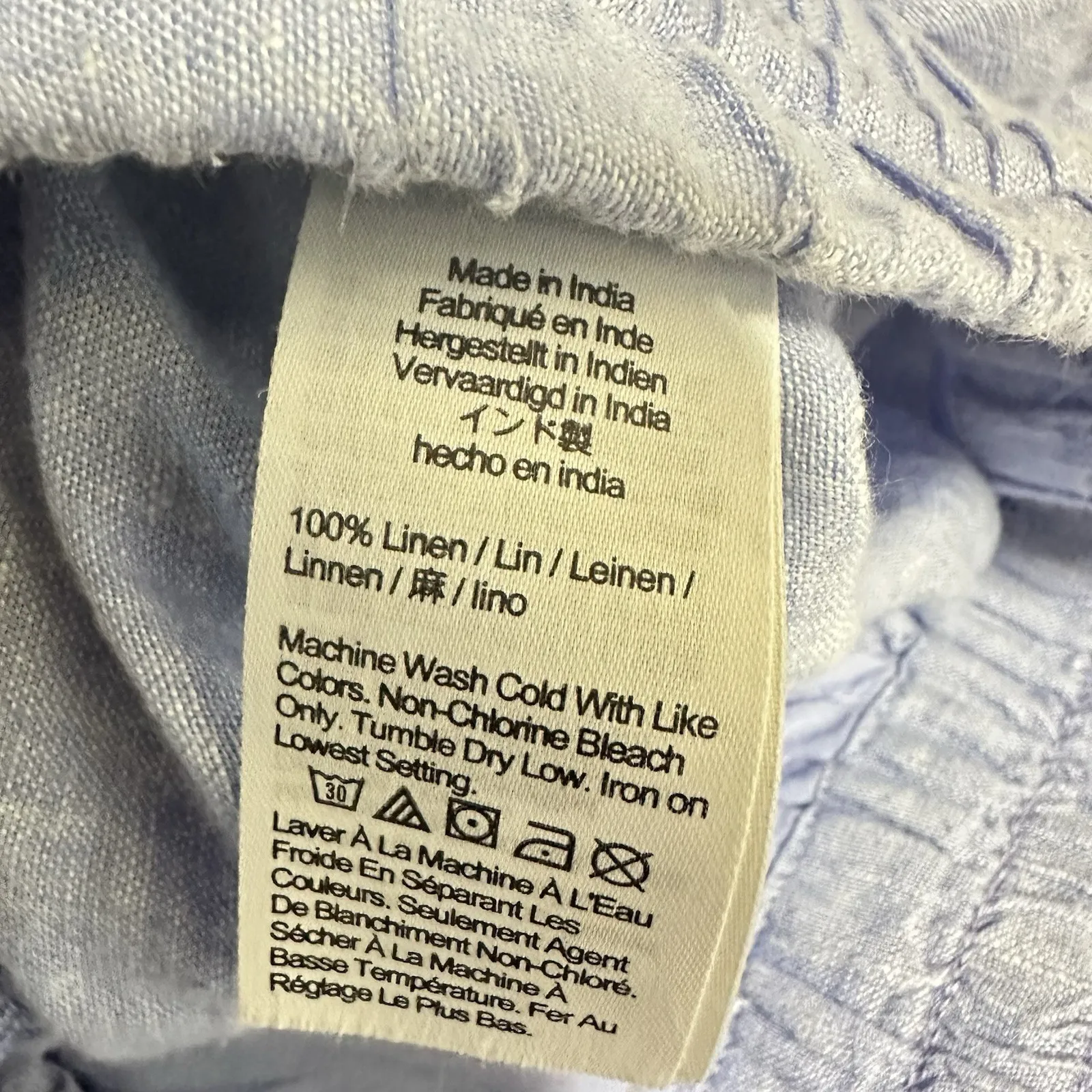 J. Crew Blue Wide Leg Linen Cropped Pant Trouser‎ Size Large Quiet Luxury Resort - Image 6