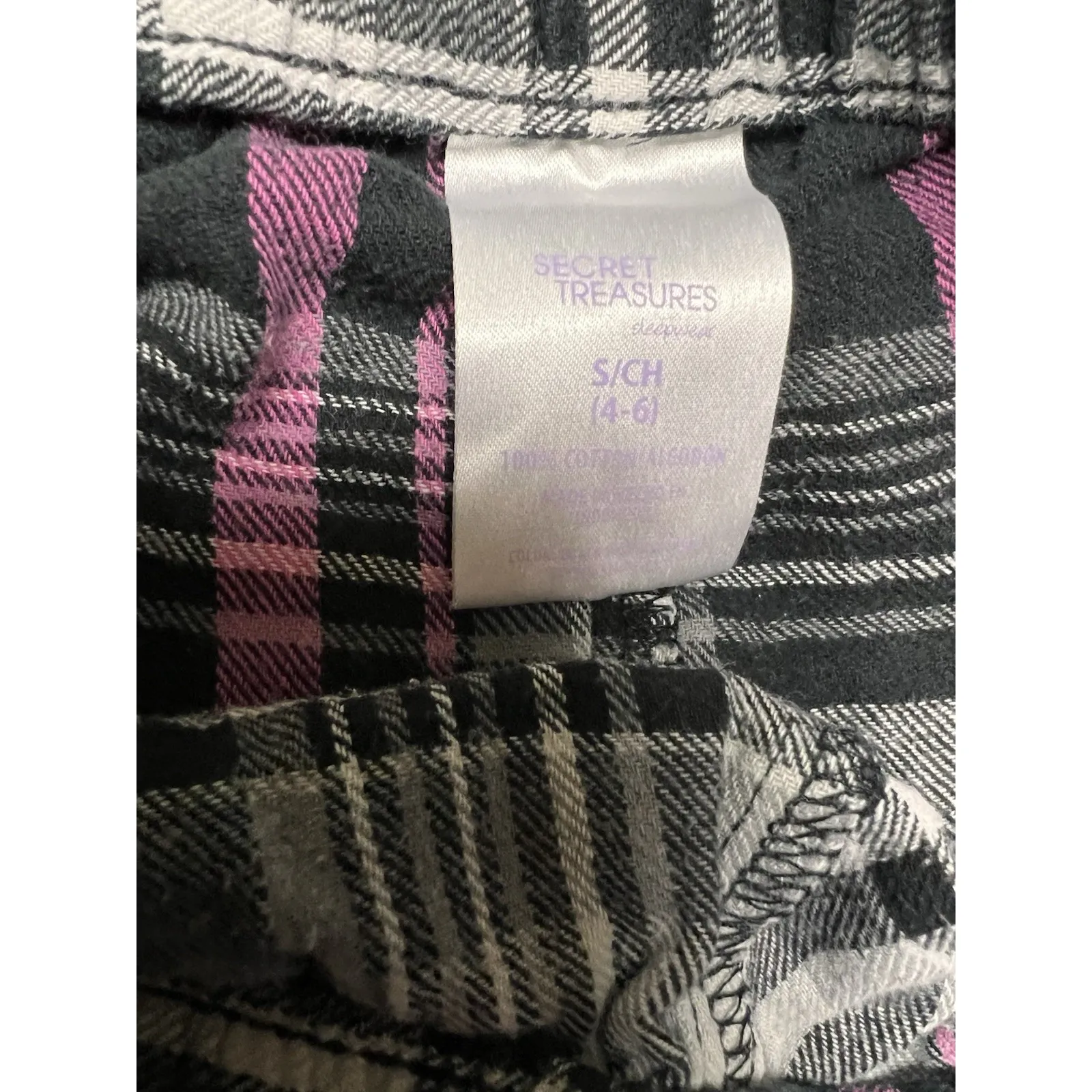 032-008 Secret Treasures Small Light Flannel PJ PANTS Plaid Pajama Lounge - Image 6