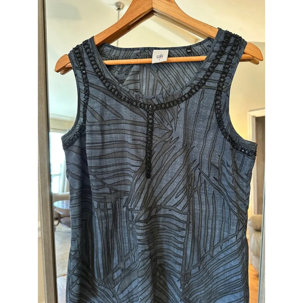 Cabi Beaded Tank‎ Top, Size S, Blue - Image 5