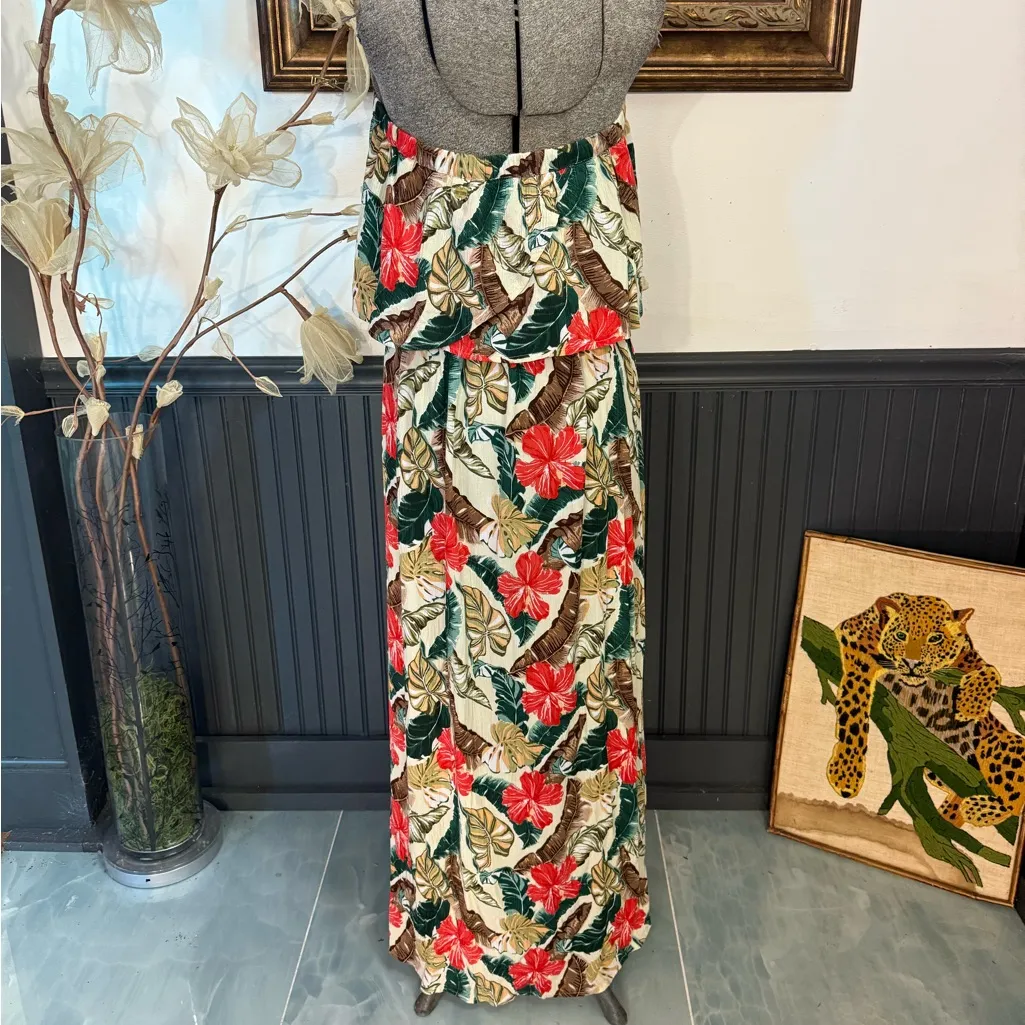 Rip Curl Tropic Coast Strapless Floral Maxi Dress ~ Size XL 💚🍄 - Image 6