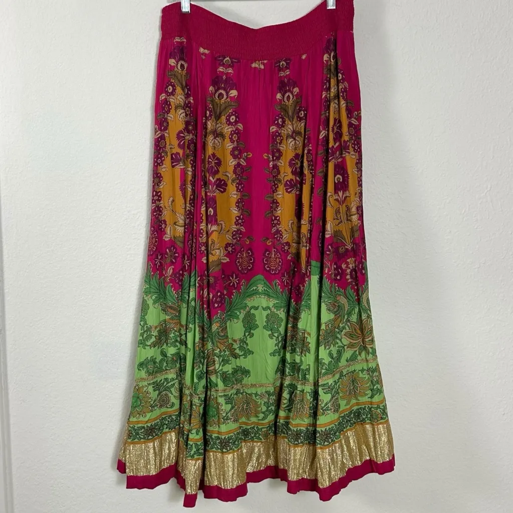 Soft Surroundings Bohemian Exotic Alfonso Del Mar Long Maxi Skirt Size Large - Image 4
