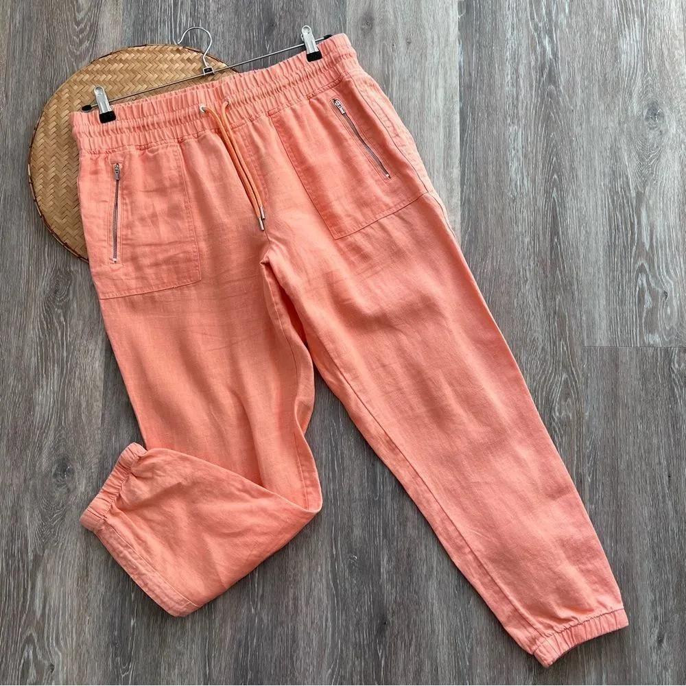 Athleta Cabo linen joggers in orange women’s‎ size 14 - Image 3