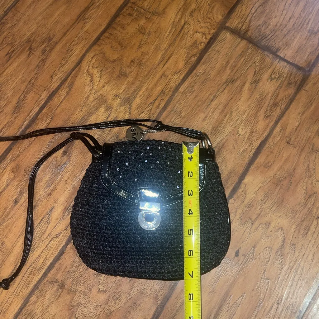 The Sak small crochet shoulder bag with silver hardware sequined party purse - Image 5