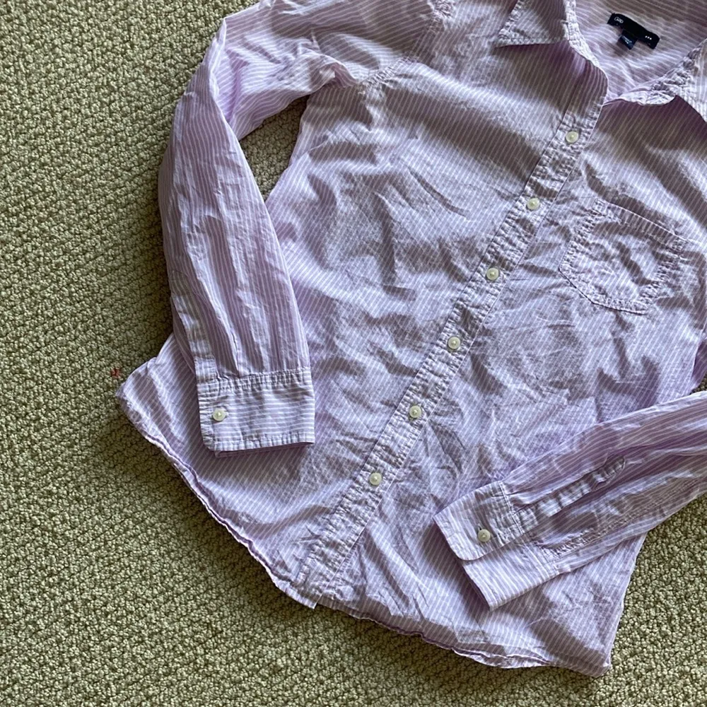 Gap Oxford Button Down Shirt 100% Cotton Size XS Pinstripe Work Top Long Sleeve - Image 4