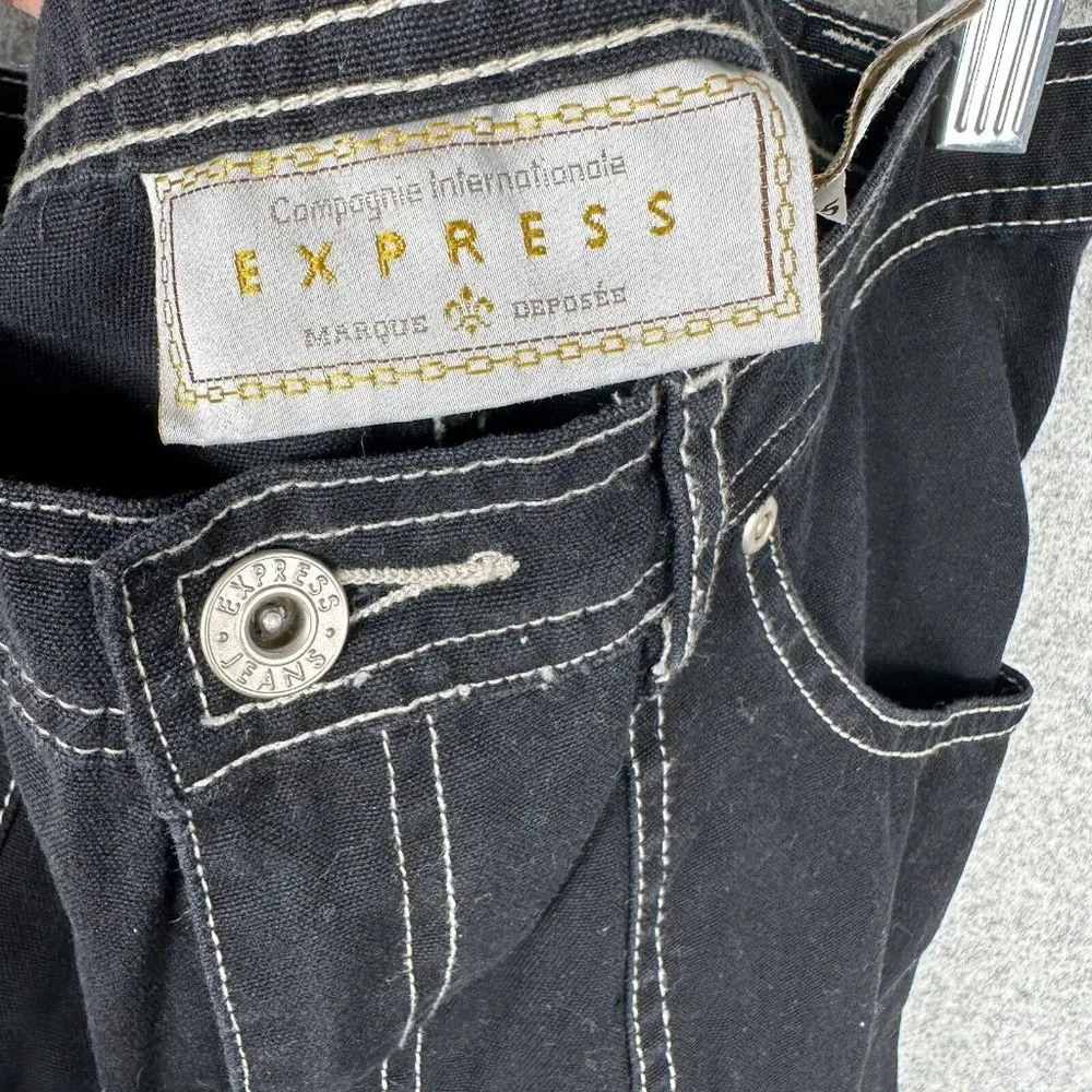 Vintage 90s EXPRESS Compagnie Internationale Shorts 7/8 Black Hot Pants Grunge - Image 3