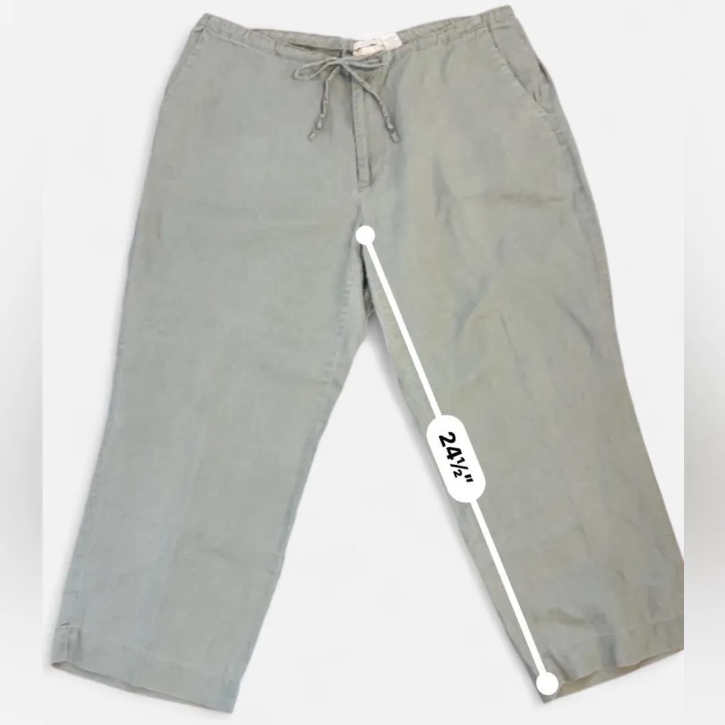 Old Navy 100% Linen Wide Leg Cropped Pants Women’s | Size 12 | Gray Green - Image 4