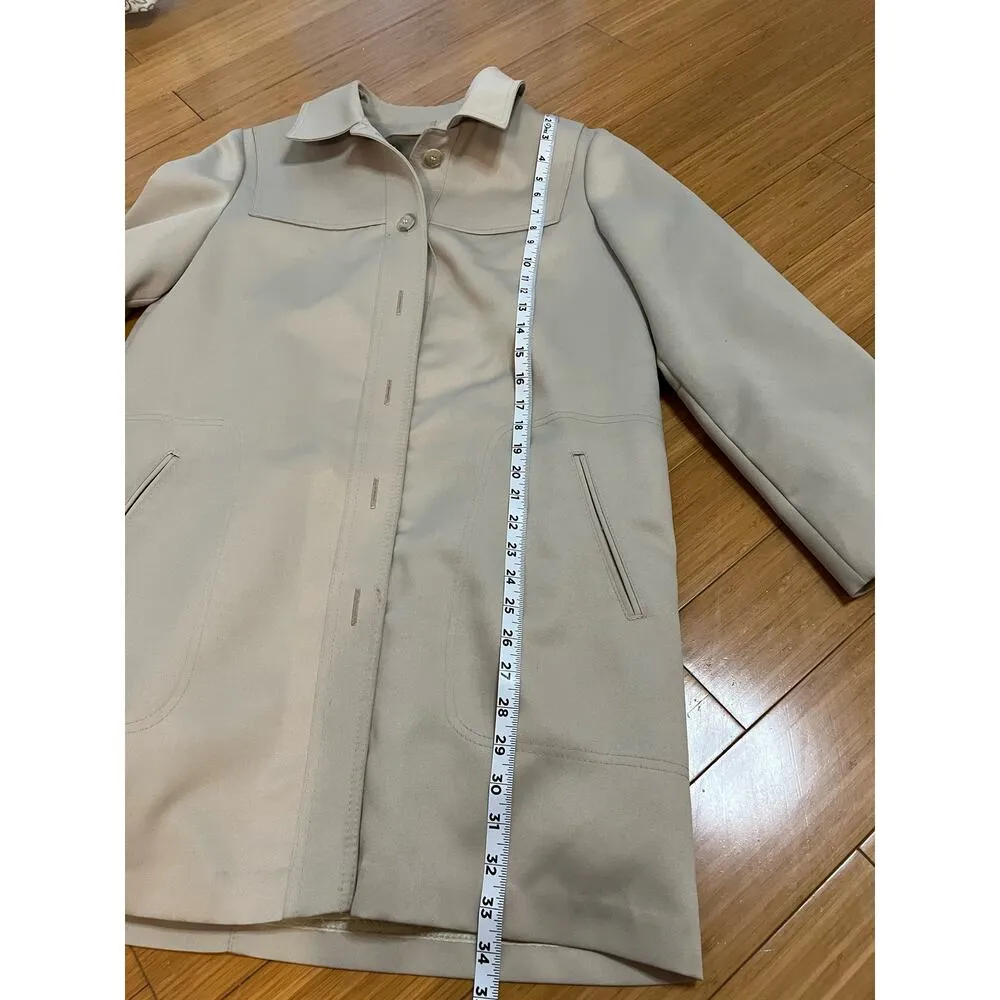 London Fog Tench Coat Women 12 Removable Liner Layering Neutral Light Academia - Image 6