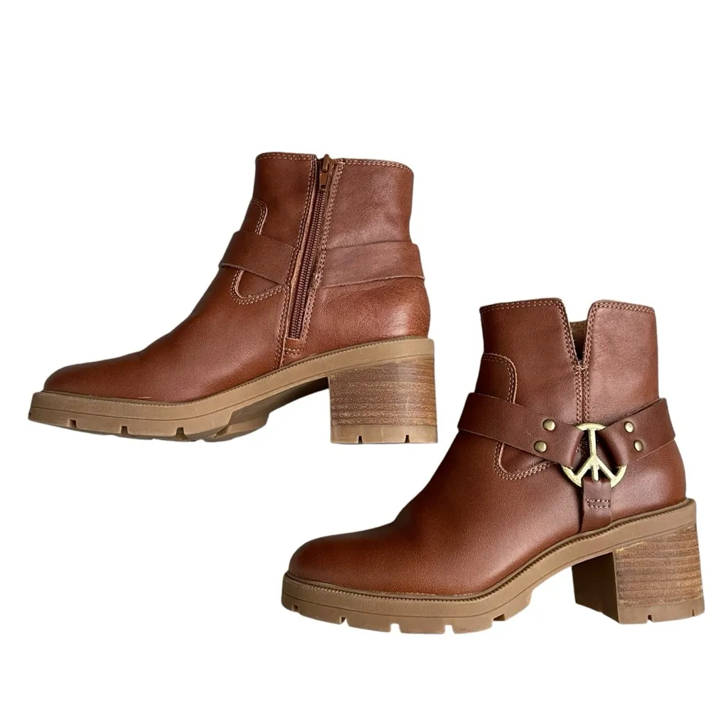 Lucky Brand Soxton Ankle Boots Leather Women’s Size 8 Block Heel Roasted Brown - Image 6