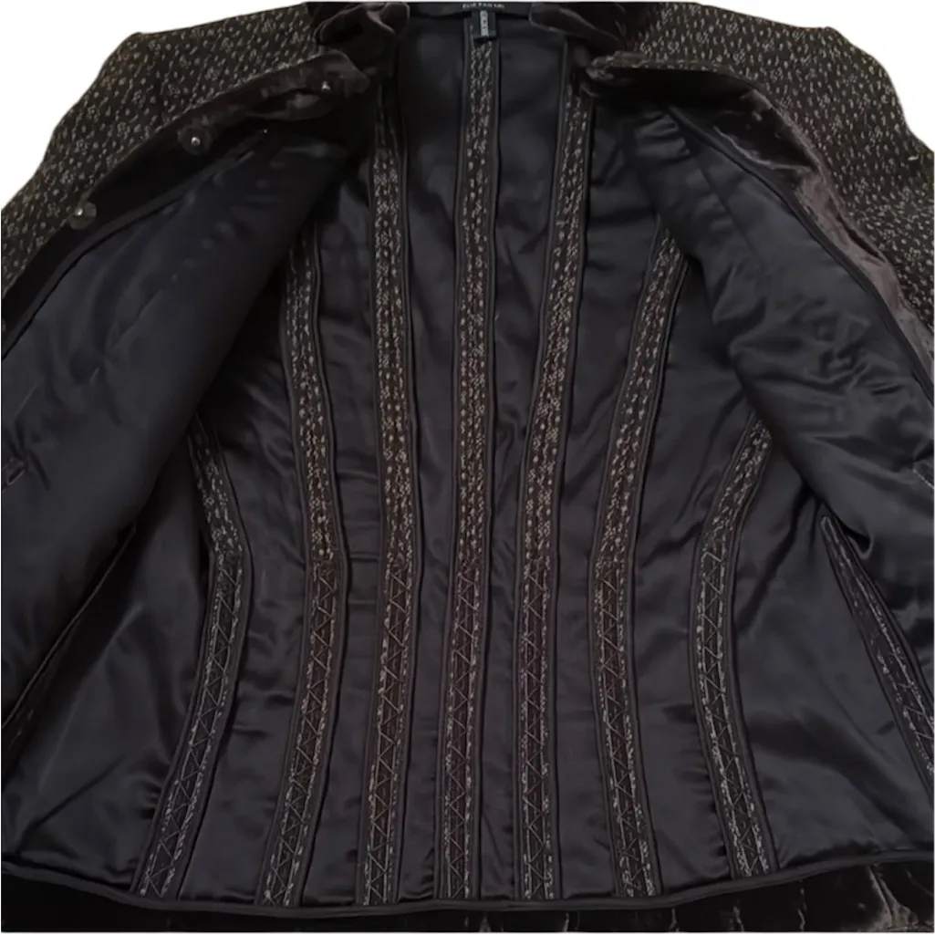 Elie Tahari Vintage Tweed Blazer Velvet Collar Rare Bergdorf Goodman Exclusive - Image 4