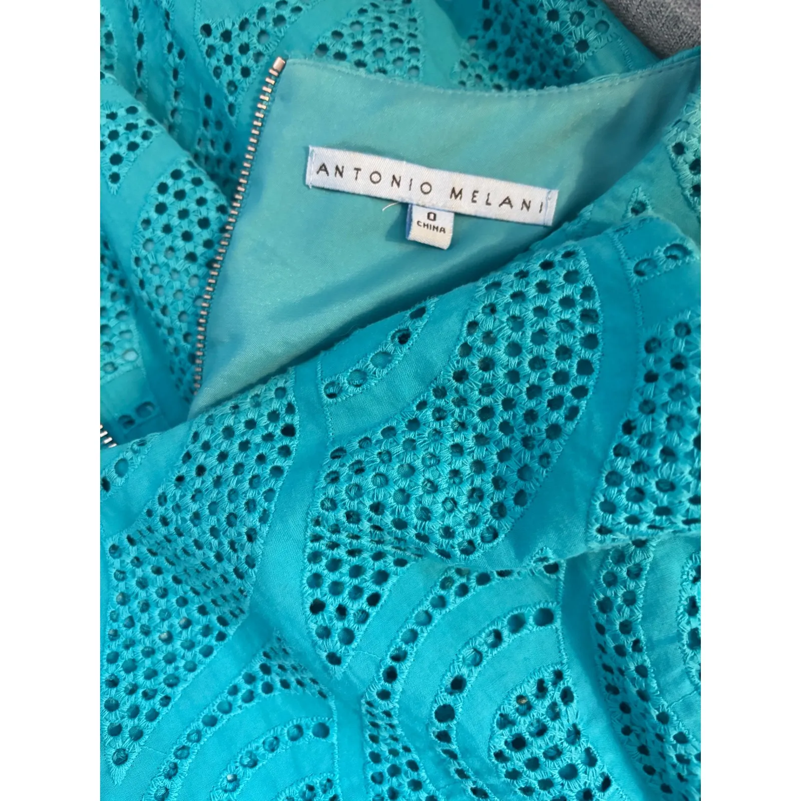 Antonio Melani Cerulean Blue Lace Dress – Size 0 – Scalloped Hem – Fully Lined - Image 2