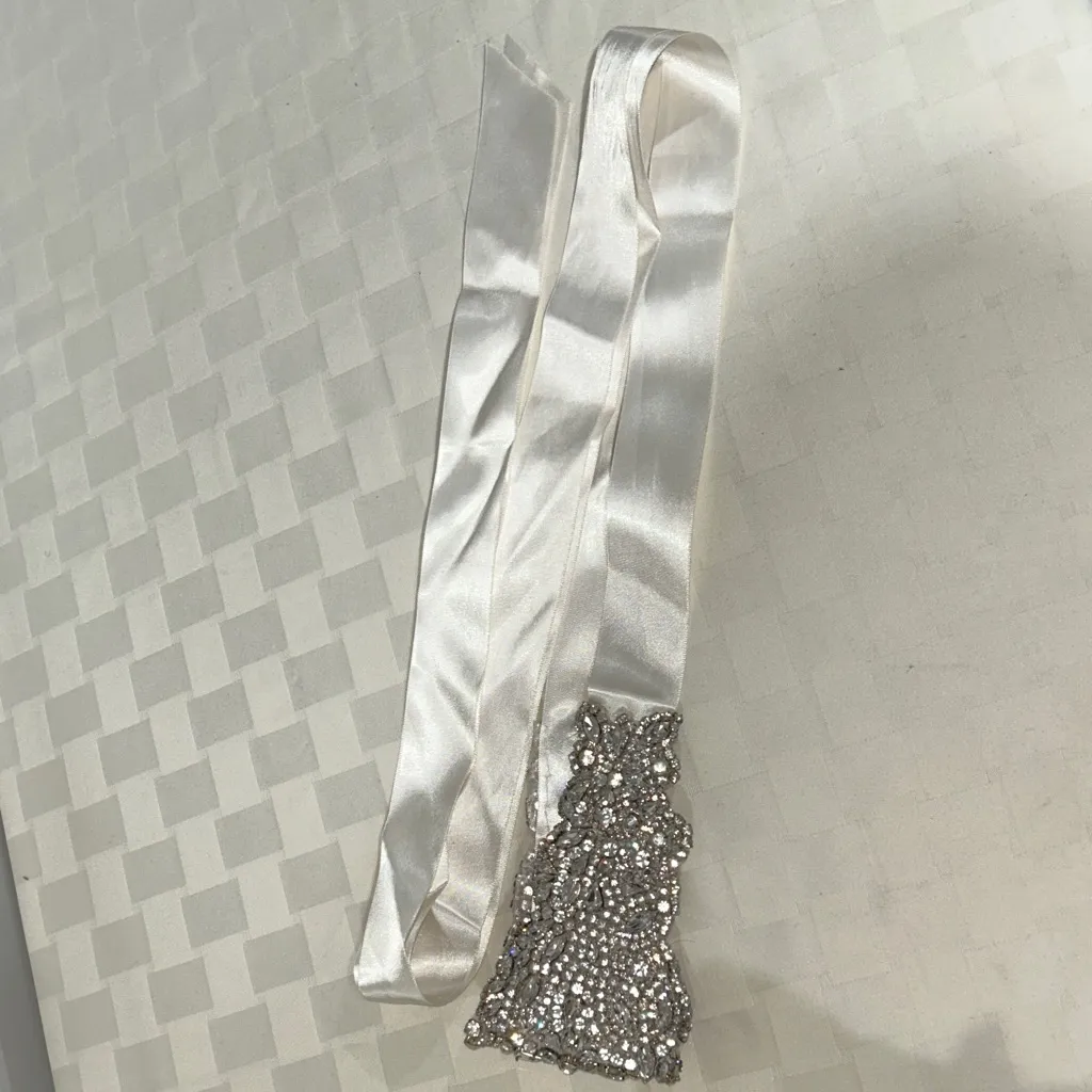 Silver Crystal Bridal Sash Belt - Image 5